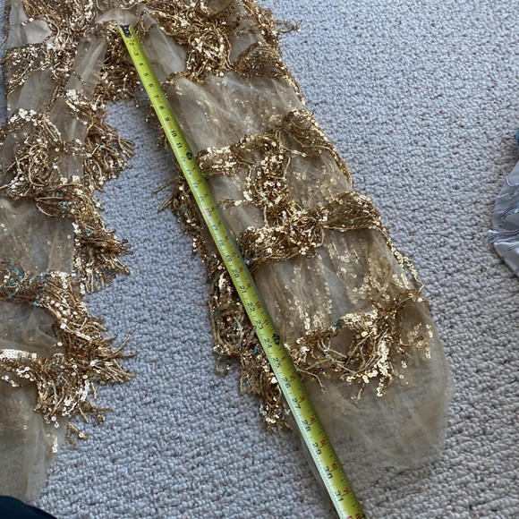 Gold sequin jumpsuit sheer akira Taylor swift bling party unique strapless M - Picture 8 of 13